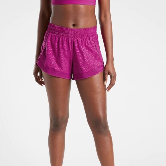 Athleta Printed Mesh Racer Run Short 4" in Fiji Magnolia Size Small - Picture 3 of 9